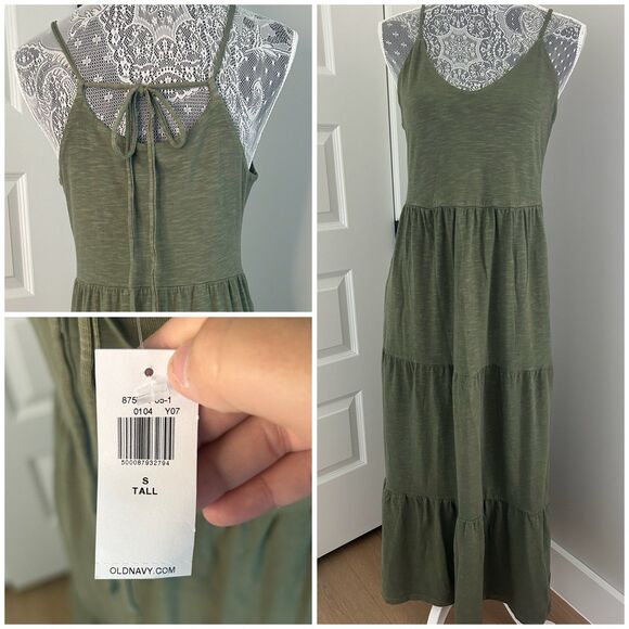 NWT Old Navy Women’s Cotton Green Dress 
Size Small Tall ST S - Picture 1 of 9